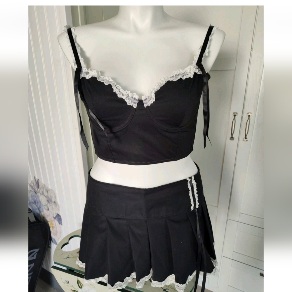 Widow Spaghetti Strap Corset Womens Sexy LG Top & XXL Skirt  Counterculture